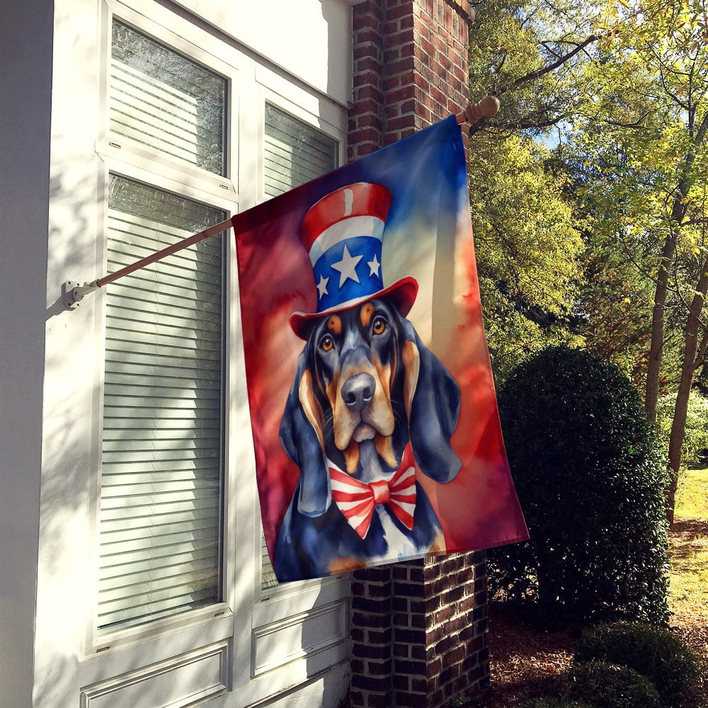 Black and Tan Coonhound Patriotic American House Flag 28 in x 40 in