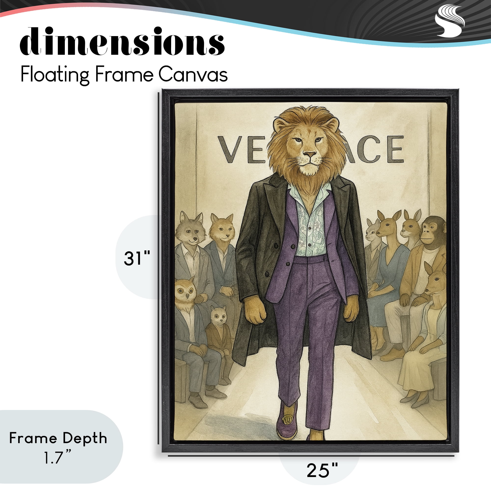 Stupell Industries Fashion Runway Lion Black Framed Floater Canvas Wall Art, design by Grotto Studios