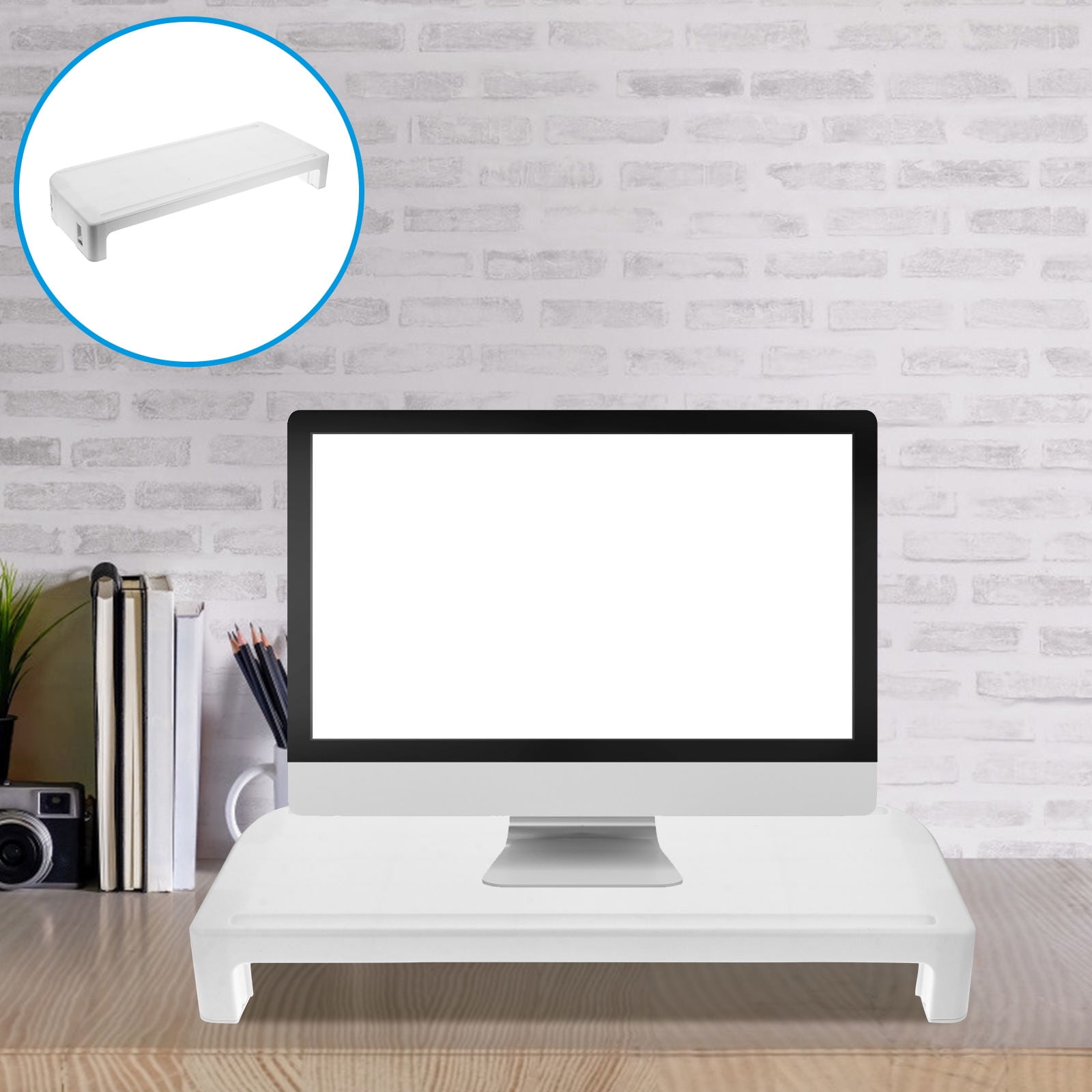 FRCOLOR Riser Computer Heightened Shelf Adjustable Desktop Stand 53.5X22X7.3CM White