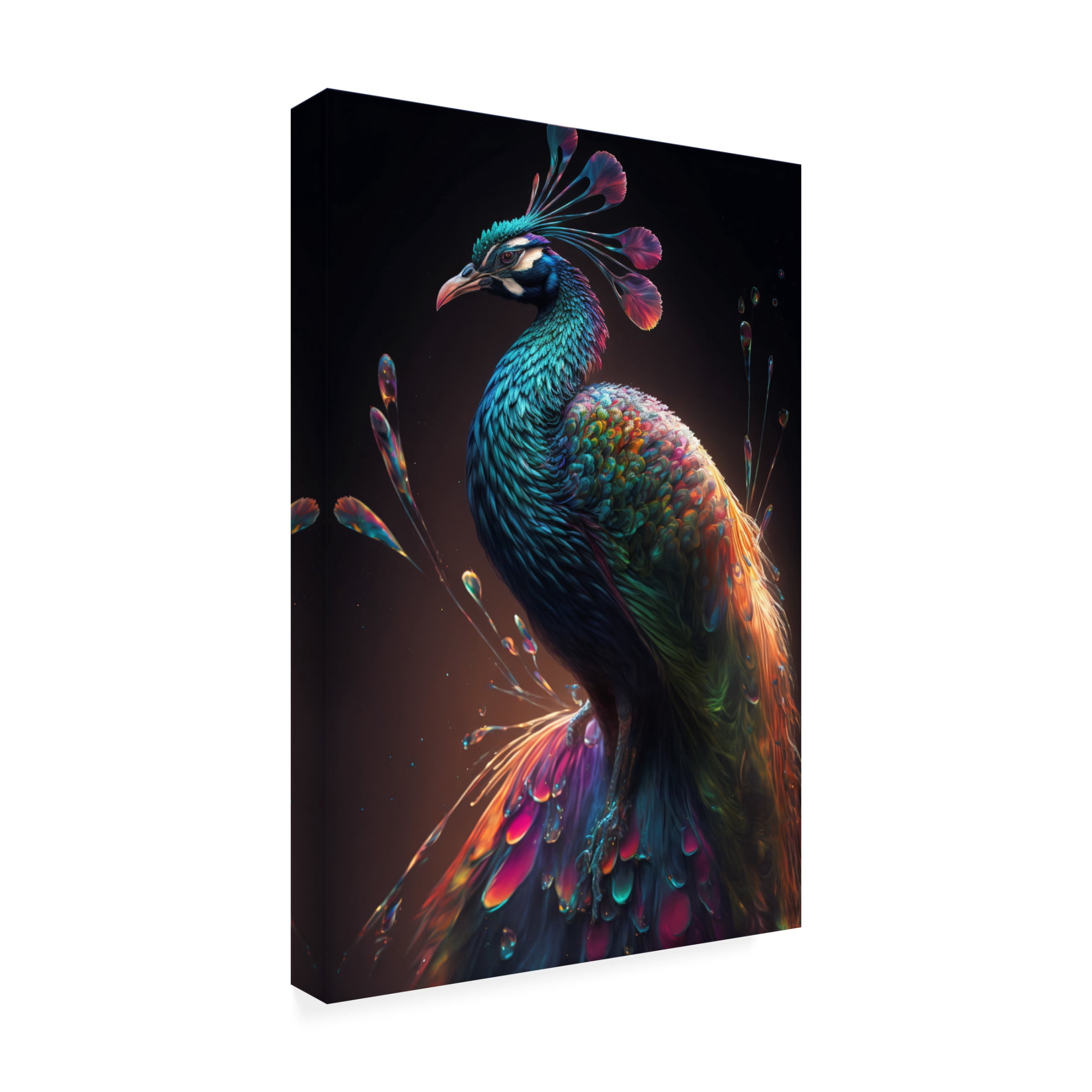 Canvas Wall Art - Ray Heere 'Proud Peacocks 29' Wall Art for Living Room, Bedroom, or Office Décor by Trademark Fine Art - 30 x 47 Inches