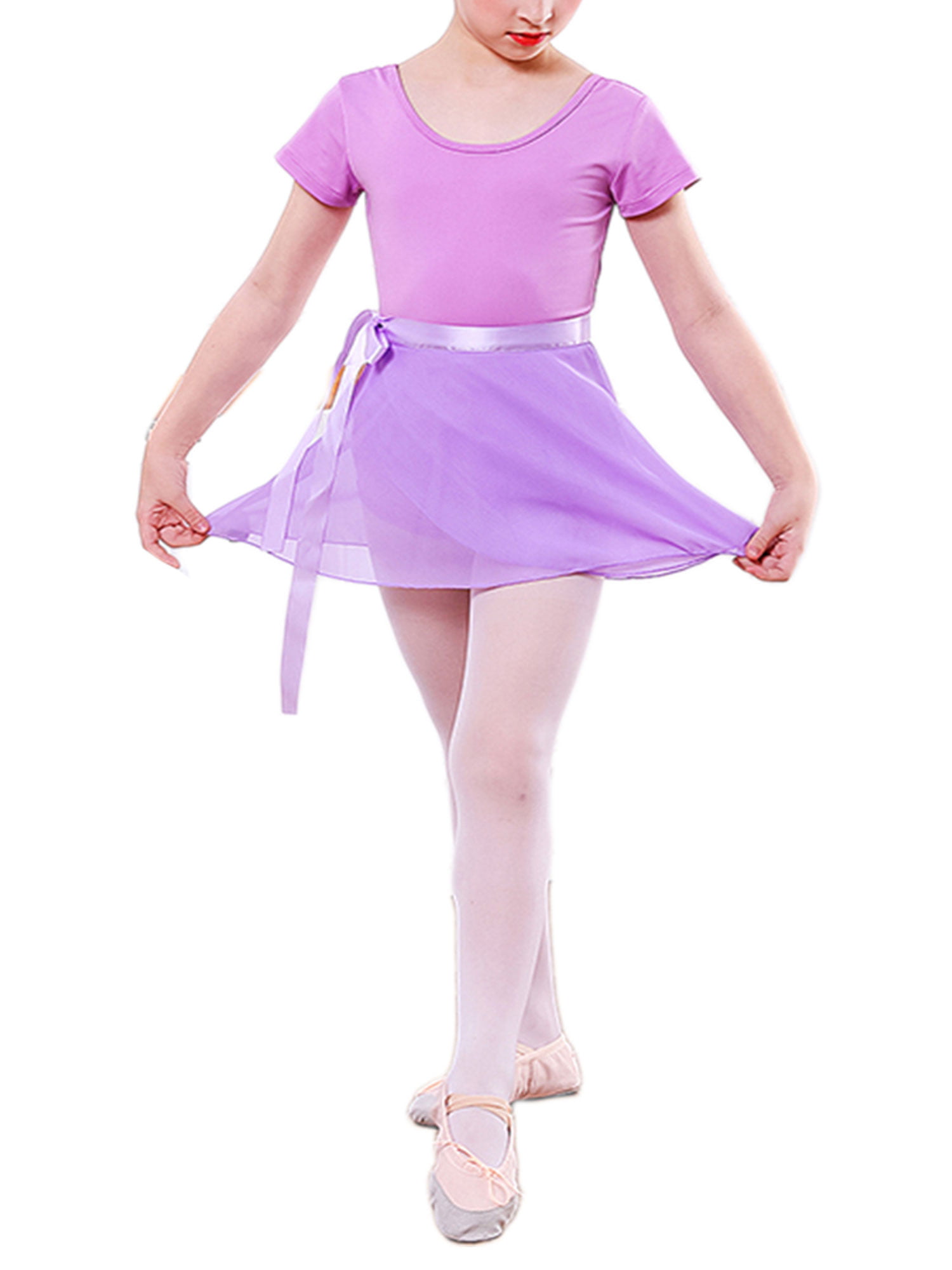 YONGHS Kids Girls Two Piece Glittery Sequins Splice Leotard with Irregular Hem Chiffon Skirts for Ballet Dance Gymnastic