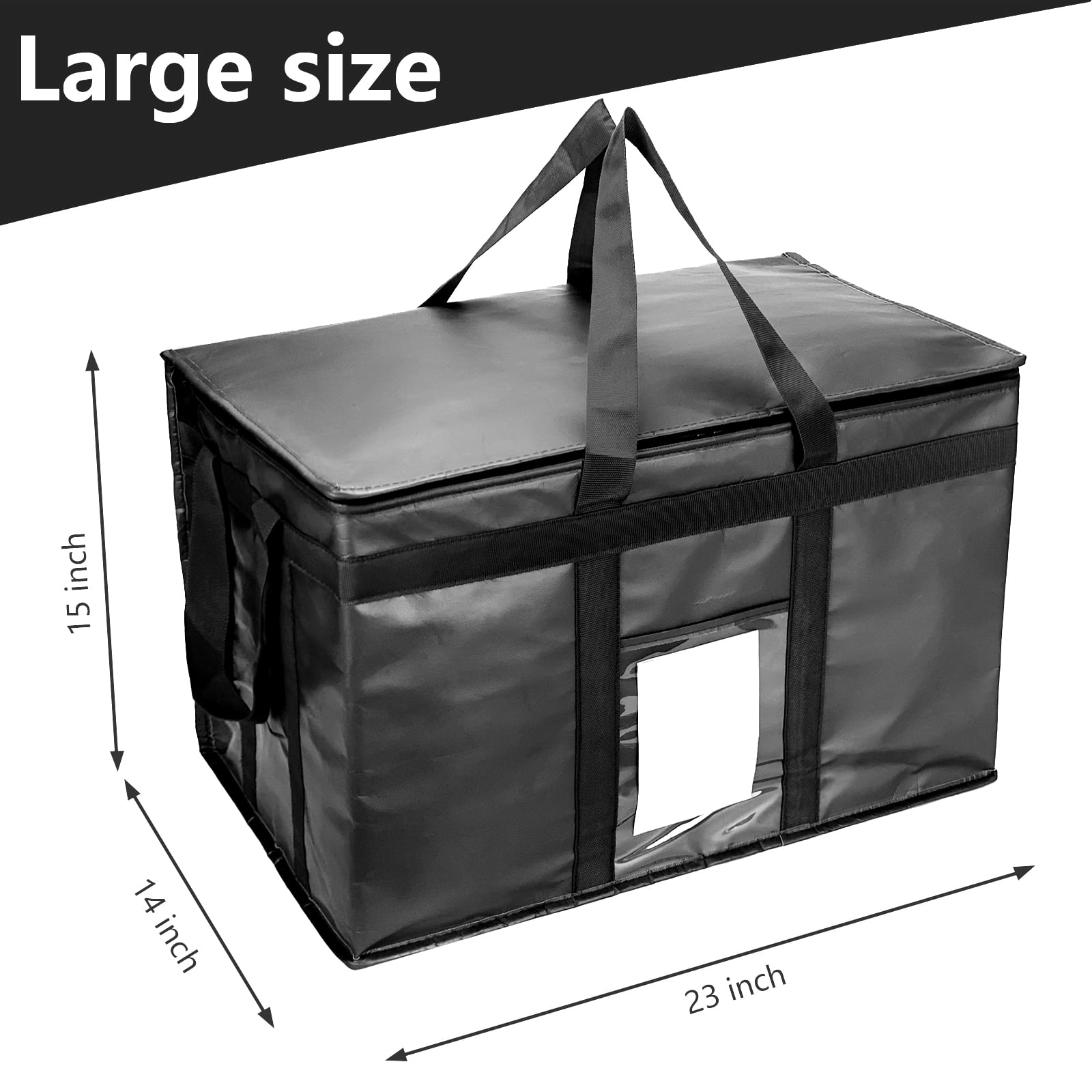Yongzhenlite XXXL Large Collapsible Insulated Cooler Bag with Zipper Closure, Reusable Grocery Shopping Bag Keep Food Hot or Cold,Ideal for Catering,Grocery Transport,Black，Heavy Duty
