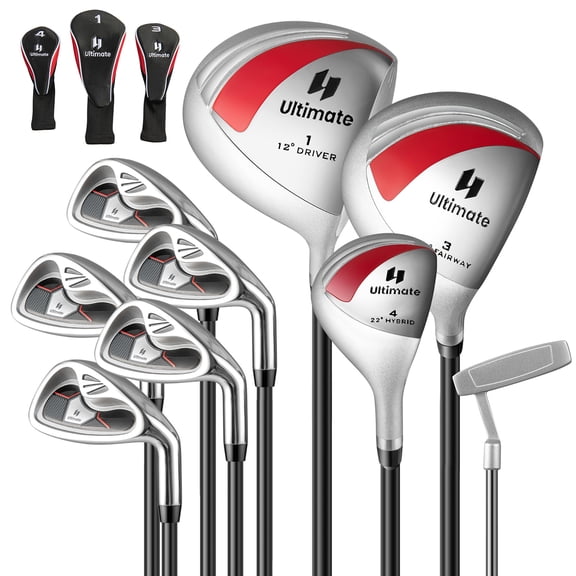 Gymax Women's 9 Pieces Complete Golf Club Set w/ 460cc Alloy Driver & Head Covers Red