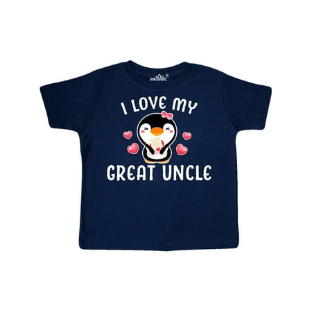 

Inktastic I Love My Great Uncle with Cute Penguin and Hearts Gift Toddler Toddler Girl T-Shirt