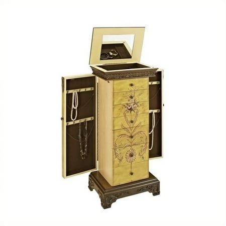 Painted Wide Armoire - Bowery Hill Hand Painted Jewelry Armoire