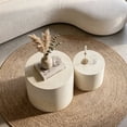 thumbnail image 4 of Set of 2 Round Faux Marble Nesting Coffee Tables - Modern Beige Accent Tables, 4 of 9
