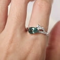 thumbnail image 5 of Unique green sapphire ring sterling silver feather ring teardrop engagement ring, 5 of 5