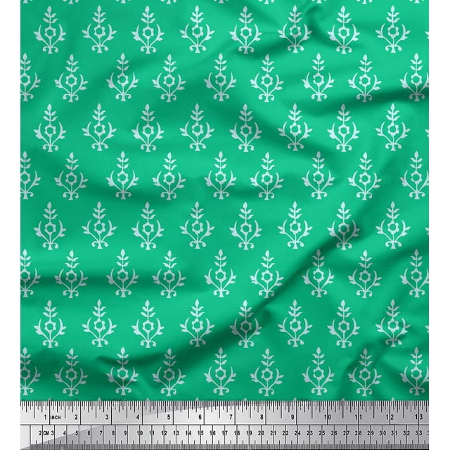 Soimoi Tissu en Rayonne Vert Imprimé Floral 1 Yard 58 Pouces de Large