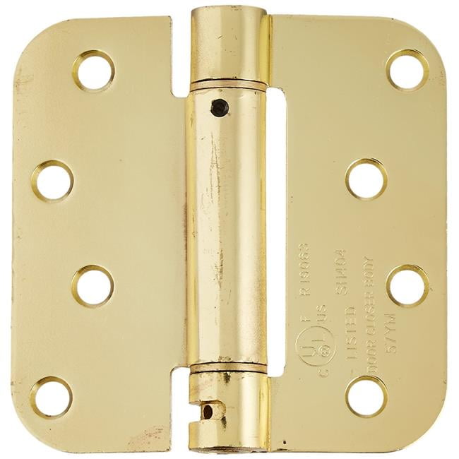Deltana DSH4R53/4 4" x 4" 5/8" Radius Spring Hinge; Bright Brass By