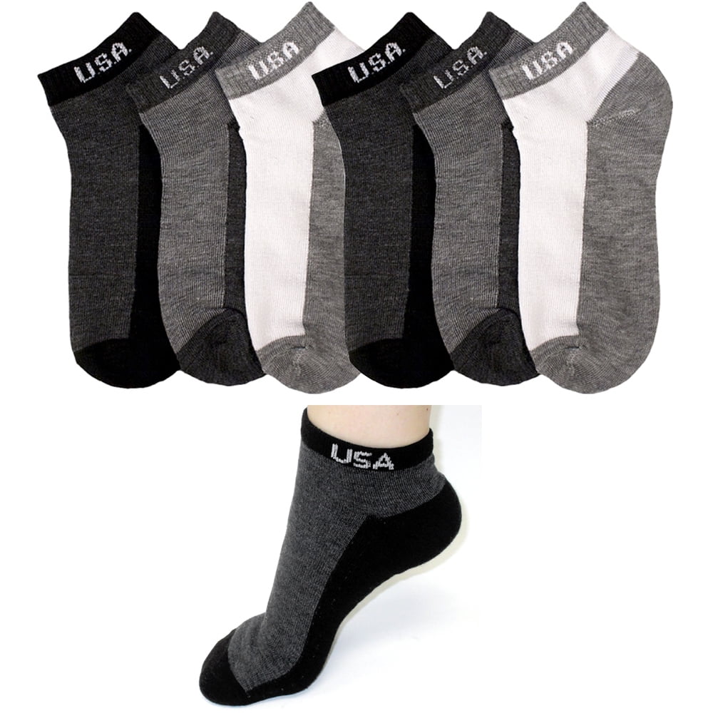 Gray 3 6 12 Pairs Mens Ankle Quarter Crew Sports Socks Cotton Low Cut Size 9-11 