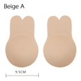 thumbnail image 3 of 4 Pairs Rabbit Ear Reusable Silicone Bust Nipple Cover Pasties Stickers Breast Adhesive Invisible Bra Lift Tape, Beige 9 cm（ S/M）, 3 of 7