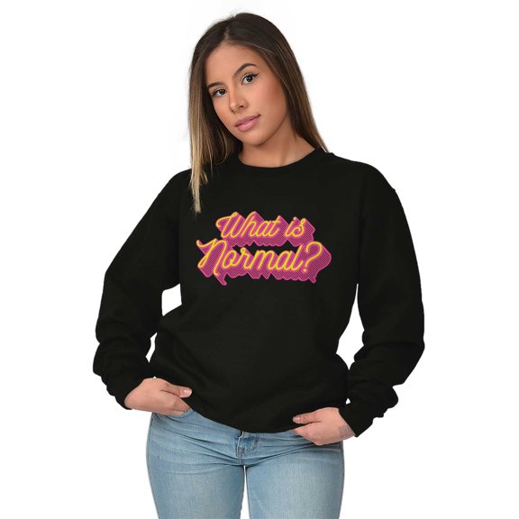 Cool Vaporwave What is Normal Saying Women Plus Size Crewneck Sweatshirt Brisco Brands 2X