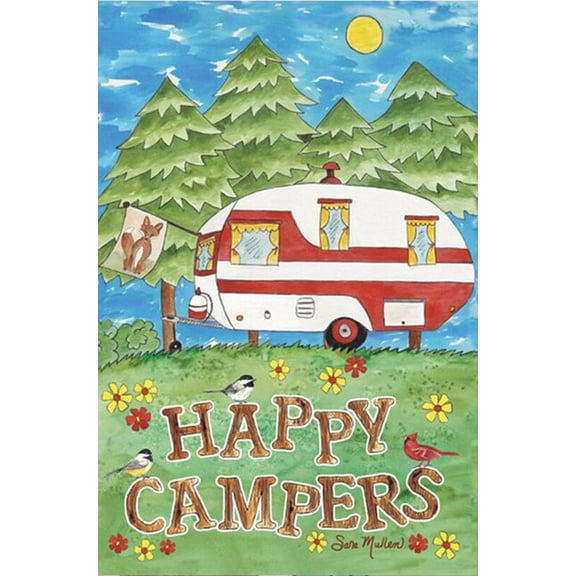 Camping Fun Garden Flag Camping Outdoor Adventure Critter Double Sided 12"x18"