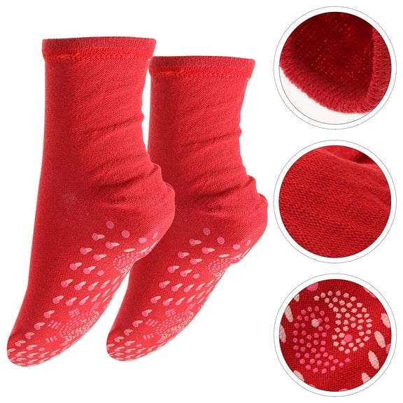 Mobutofu Heating Socks Red Cotton Polyester 3 Pairs 11x3.7in