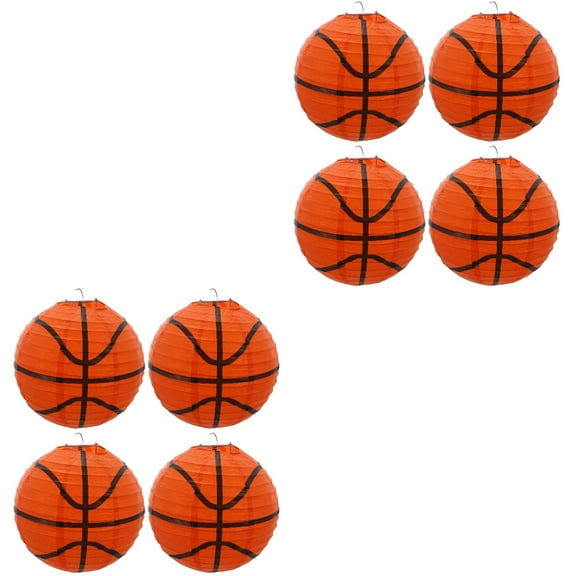 2 Count Paper Lanterns Party Decorations Sports Basket Basketball Plates Child Orange