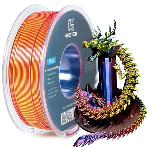 Geeetech Anti-silk type 3D Printer PLA Filament 1KG Toughness Enhanced Filament with 1.75mm Dimensional Accuracy  /-0.03mm, 1080 Feet per Roll, Vacuum Packaging Three colors red yellow blue