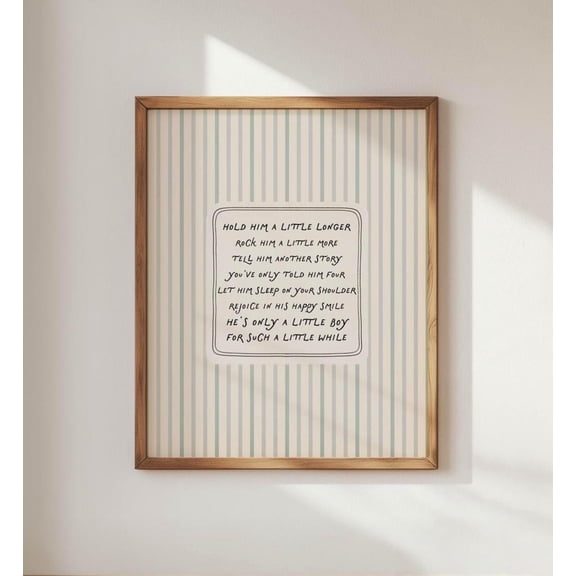 Hold Him A Little Longer Poem Print, Vintage Nursery Wall Art For Boys Room Home Decor #2741, Unframed Poster Size 8x12