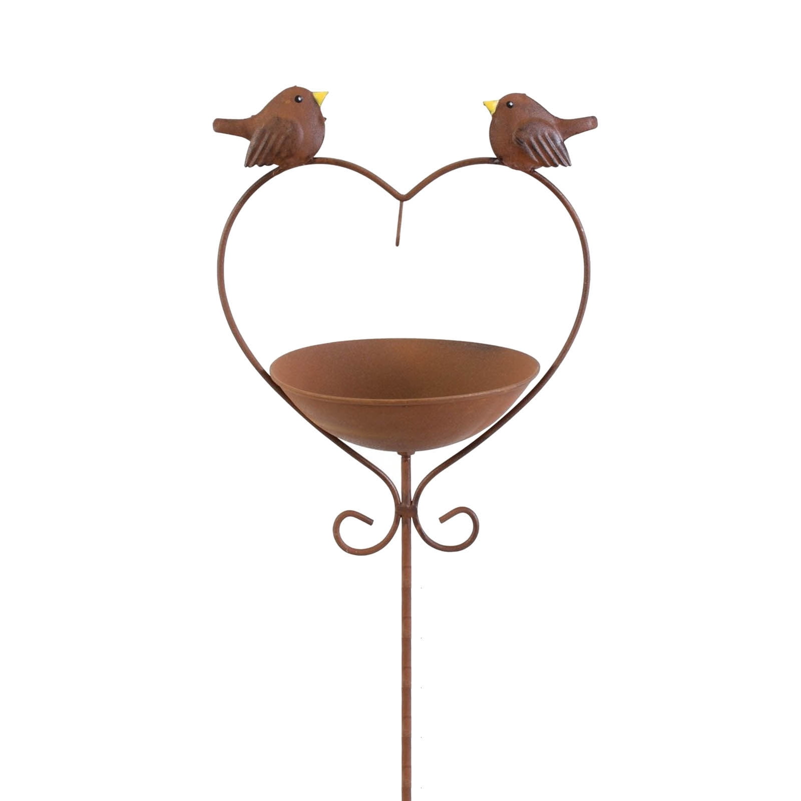 45.2 Inch Tall Bird Bath with Stake, Vintage Copper Heart Shape Bird Feeder Bird Bath for Outside Metal Freestanding Birdbath for Garden Yard Patio