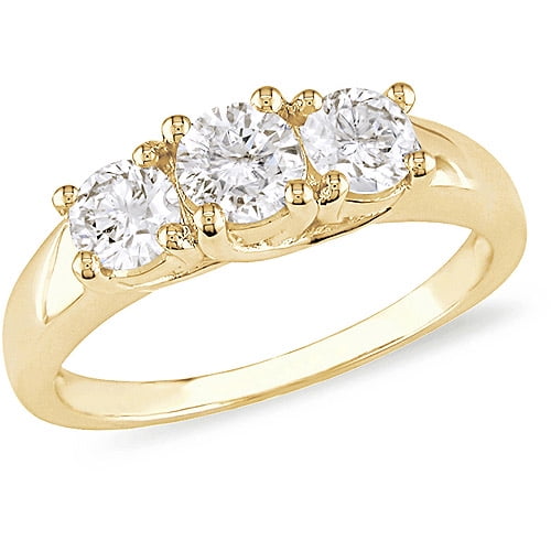 1 Carat T.W. Three-Stone Diamond Engagement Ring in 14kt Yellow Gold, IGL Certified by