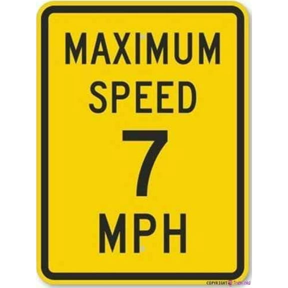 Warning Plaque Maximum Speed 7 Mph, Engineer Grade Metal Tin Signs Wall Art Decor Safety Warning For Outdoor & Indoor Office 8 X 12 Inch