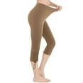 thumbnail image 5 of Htigea High Waisted Capri Leggings for Women Casual Workout Yoga Pants Stretchy Slim Fit Capris with Bottom Drawstring Soft Comfortable Summer Clothing Brown 3XL, 5 of 9
