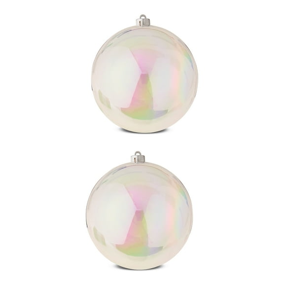 2-Count Iridescent Clear Jumbo Shatterproof Christmas Ornaments, 7.87 in, by Holiday Time