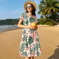 thumbnail image 4 of Xecao Lilies Flowers for Women Summer Short Sleeve Midi Dress with Pockets Casual Aline Flowy Tshirt Dress Vocation Beach Sundress, 4 of 6