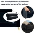thumbnail image 2 of Black Velvet Sofa Couch, 86" Large Loveseat Sectional Sofa with Gold Metal Legs for 3-4 Persons, Mid Century Modern Couch with 2 Pillows, Love Seat for Living Room Home Office Apartment, 2 of 8