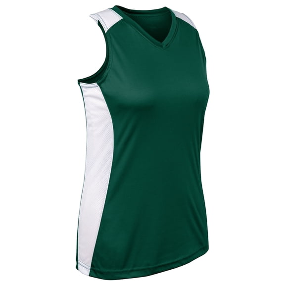 Infinite V-Neck Racerback Jersey - FORESTGREEN,WHITE - S