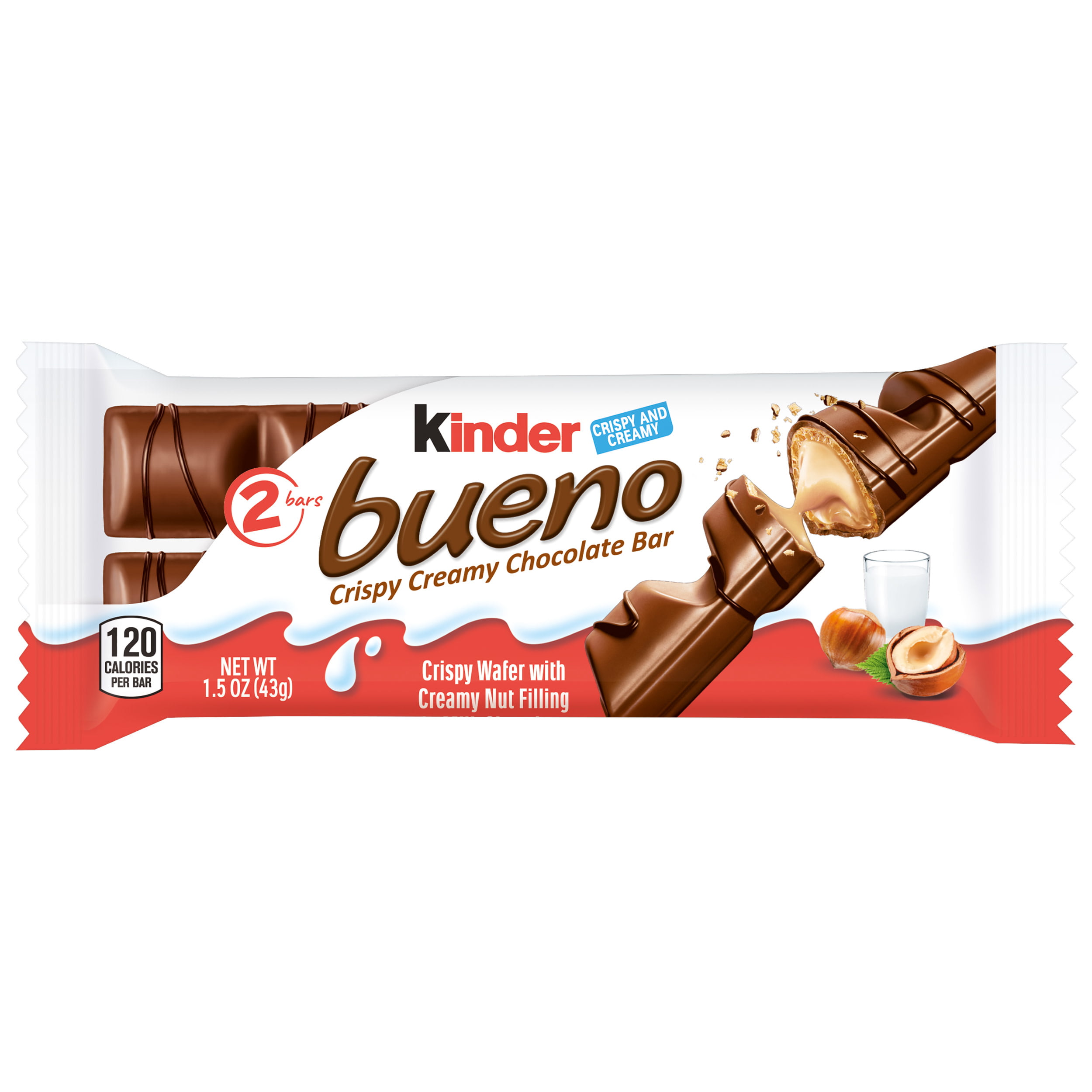 Kinder Bueno Milk Chocolate and Hazelnut Cream Candy Bar, 20 Individually  Wrapped 20.20 oz Bars Per Pack