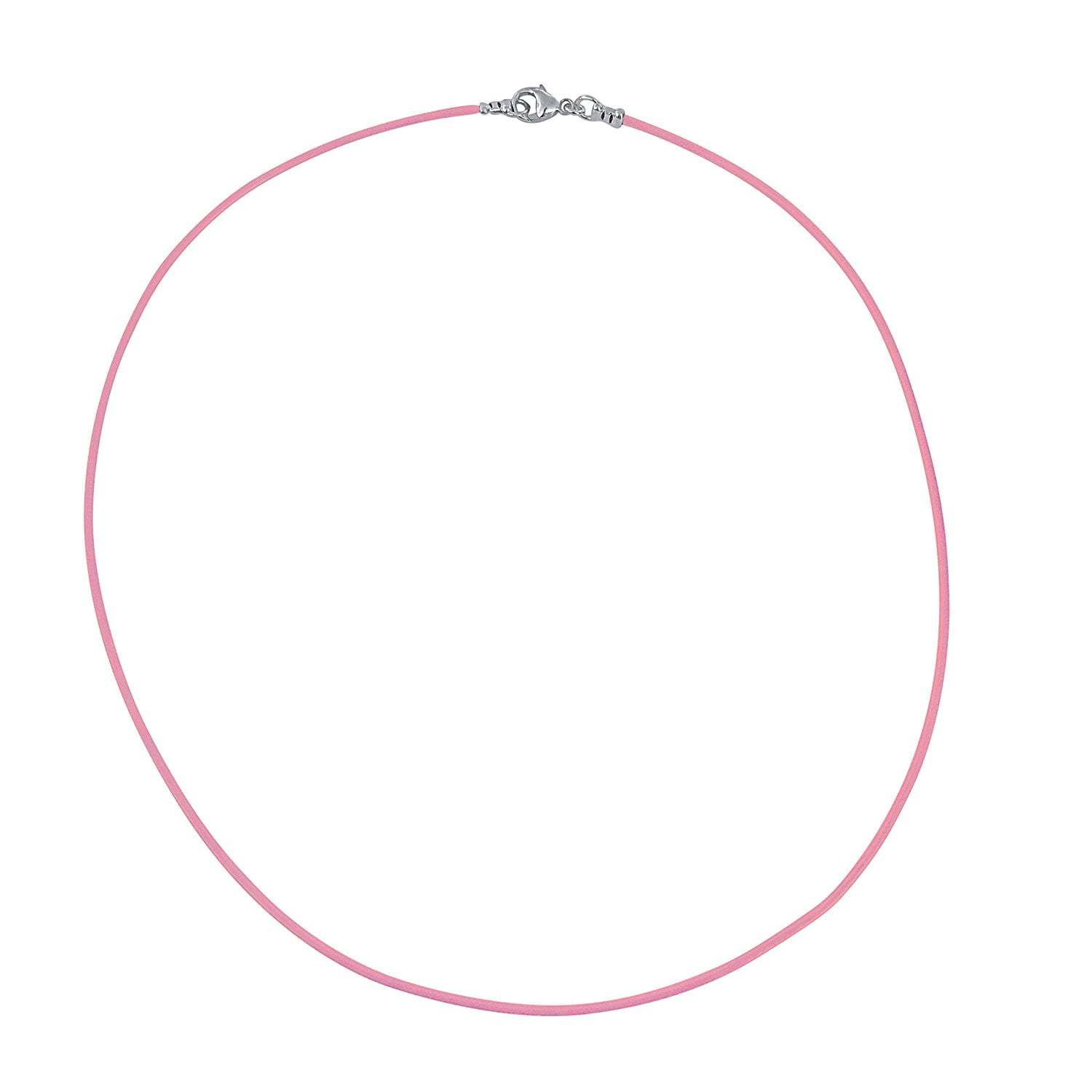 Sterling Silver 1.8mm Fine Pink Leather Cord Necklace - 24 inches