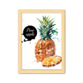 thumbnail image 1 of Piña fruta sabrosa sana acuarela Cuadro de madera decorativa marco de casa A4, 1 of 3