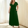 thumbnail image 2 of Edvintorg Womens Dresses Fashion Solid Color V-Neck Short Sleeve Casual Summer Maxi Dresses with Pockets Plus Size Dresses for Curvy Women, 2 of 7