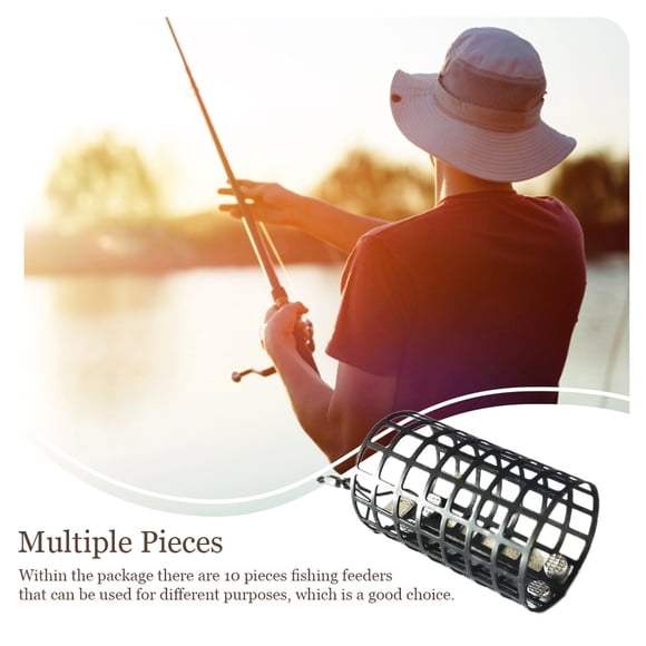 Maoww 10 Pieces Fishing Feeder Cage Portable Professional Anti-lost Anti-rust Replacement Bait Container Feeders Fish Tools Small