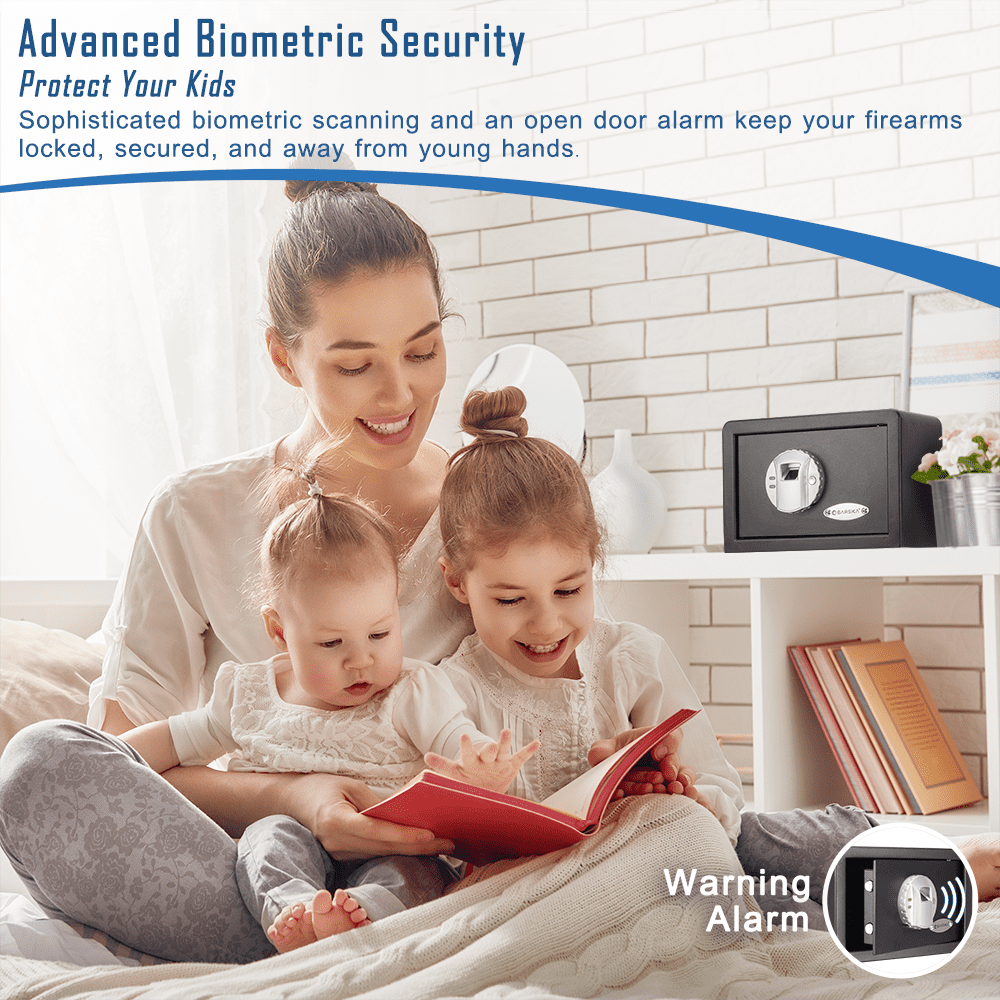 Barska AX11620 Biometric Fingerprint Mini Security Home Safe Box 0.29 Cubic Ft, Black, 12" x 8" x 7.75"