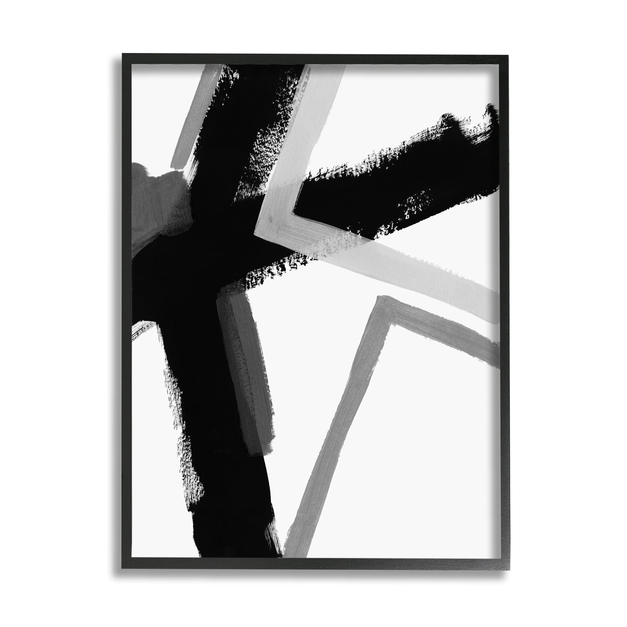 Stupell Industries Bold Angle Abstract Design Black Grey Lines Black Framed, 24 x 30, Design by June Erica Vess