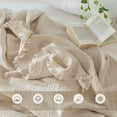 thumbnail image 5 of MooMee Throw Blanket 100% Cotton 4-Layer Gauze All-Around Fringe Ultra-Soft Breathable Lightweight (Beige, Throw 60" x 50"), 5 of 8