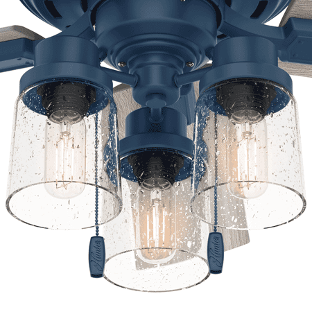 44in Hartland Ceiling Fan In Indigo, Blue Ceiling Fan Light Covers