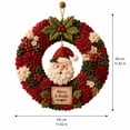 thumbnail image 3 of Patchwork Christmas Wreath with Santa Claus and Berry Accents, 18 Inch, Red and Green, for Front Door Hanging, Decoration, 3 of 6