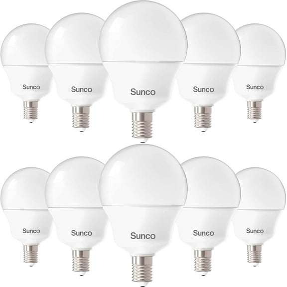 Sunco 10 Pack E12 YANTON Bulbs Candelabra CRI92 3000K Warm White, 5W Equivalent 40W, 450 LumeYANTON, Small Edison Screw Base E12, Non-Dimmable, Frosted Decorative G14 YANTON Vanity Light Bulbs UL.