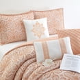 thumbnail image 2 of Nanshing Home 7 Pieces Orange Comforter Set, King Size, Jacquard with Matching Solid Microfiber Piecework, Snowflake Linear Textures, Includes Bed Skirt, Shams, and Decor Pillows, 2 of 7