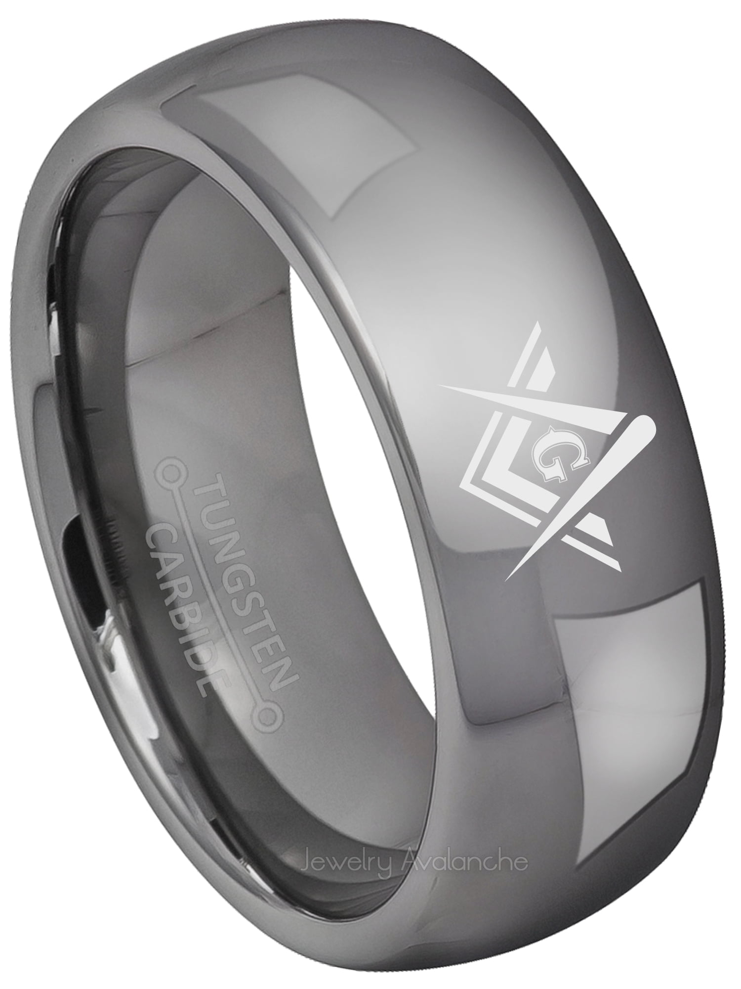 Masonic Tungsten Ring Freemason Masonic Symbol Ring 8mm Dome