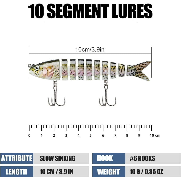 TRUSCEND Fishing Lures for Bass Trout Multi Jointed Swimbaits Slow Sinking  Bionic Swimming Lures Bass Freshwater Saltwater Bass Lifelike Fishing Lures  Kit 