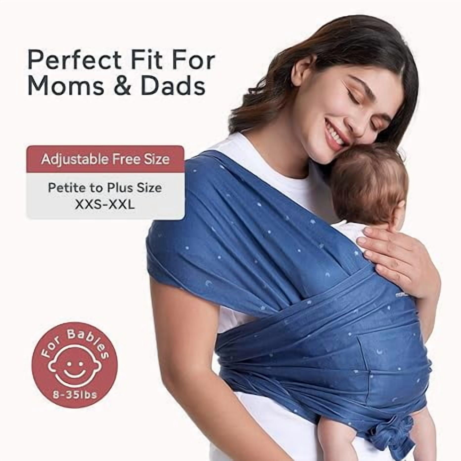 Momcozy Baby Wrap Carrier, Easy to Wear Infant Carrier Slings, Lightweight Adjustable Hands Free Baby Sling, for Newborn to Toddler 8-35 lbs