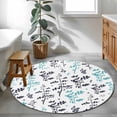 thumbnail image 3 of Round Area Rug 3 Ft, Aqua Grey Botanical Washable Non-Slip Circle Carpet for Living Room/Bedroom, Watercolor Spring Floral Summer Leaf Low-Profile Small Floor Mats Collection Rugs for Indoor, 3 of 8