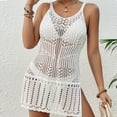 thumbnail image 7 of HBYJLZYG Beach Cover Ups For Women, Bathing Suit Knitted Hollow Out Coverups Bikini Swimsuit Beach Loose Sleeveless Dress, 7 of 7