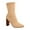 Beige, variant on Lovskoo 2024 Mid Calf Boots for Women Chunky Stacked Heel Pointed Toe High Heel Sandals Skinny Stylish Western Boots Green