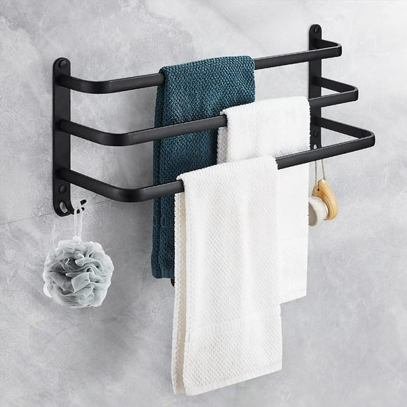 SHTUUYINGG Porte-Serviettes Mural en Aluminium, Étagère à Serviettes 3 Niveaux avec Crochets, Imperméable - pour Salle de Bain, Cuisine, Salle de Bain