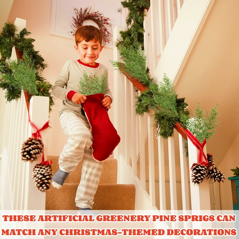 Christmas Picks Floral Picks Christmas Greenery Artificial Pine Branches  for Garland Crafts Home Decoration 13.7 50Pcs 