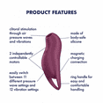 thumbnail image 2 of Satisfyer Pocket Pro 1 | Pressure wave vibrator | 2 motors | 11 pressure wave intensities | 12 vibration programs | Rechargeable | Waterproof (IPX7) | Skin-friendly silicone (Berry), 2 of 5